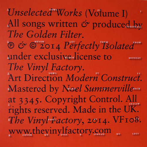 The Golden Filter - Unselected Works Volume I